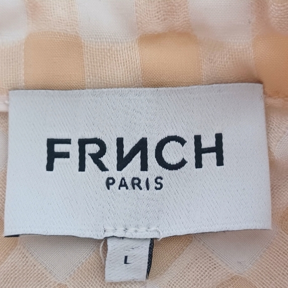 NWT FRNCH Ruffled Collar Windowpane Cottagecore Button Down Front Blouse - Picture 7 of 13